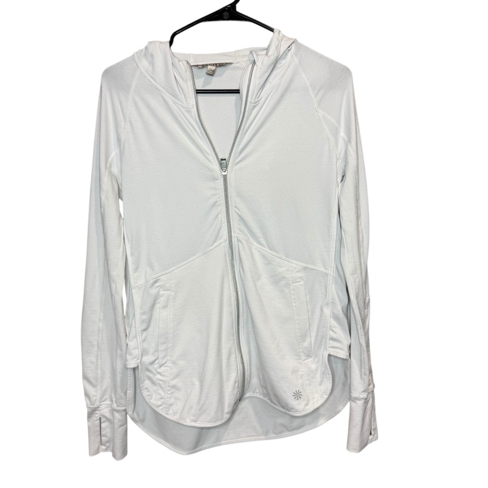 Athleta Performance Hooded Zip Jacket White Sz‎ XS